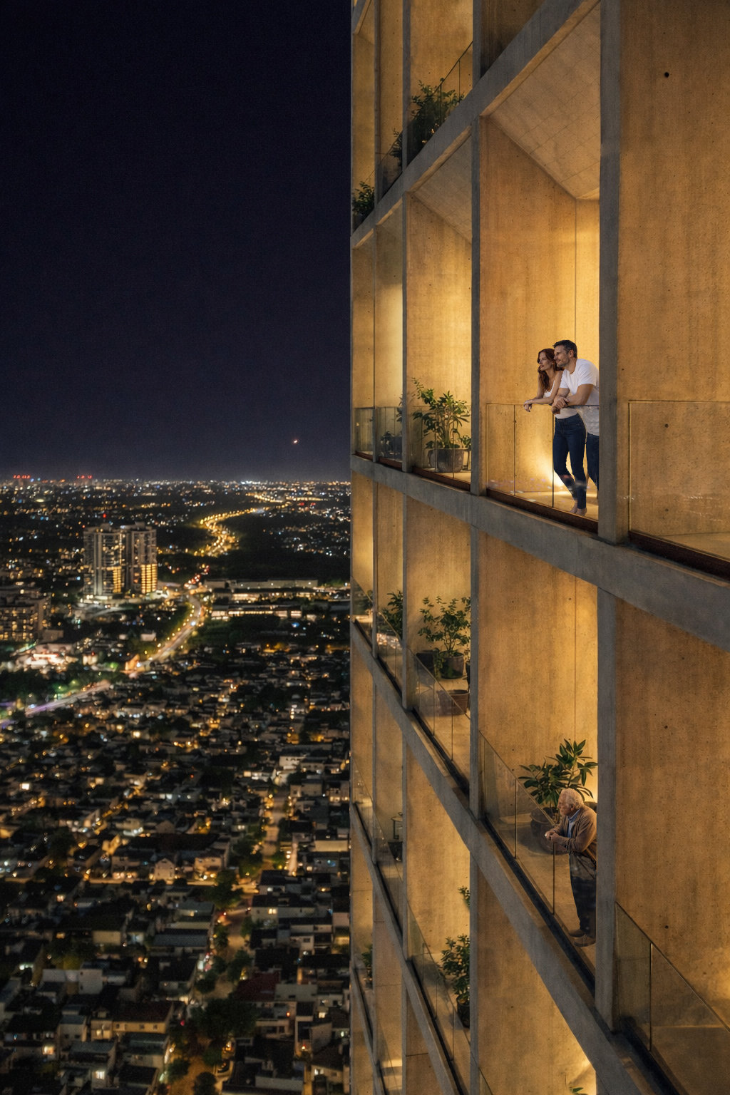 Torre A — Fachada Nocturna